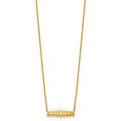 14K Polished Grooved Bar w/1in ext. Necklace