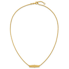 14K Polished Grooved Bar w/1in ext. Necklace