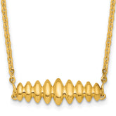 14K Polished Grooved Bar w/1in ext. Necklace