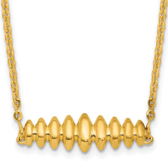 14K Polished Grooved Bar w/1in ext. Necklace