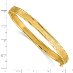 14K Polished and Textured Hinged Bangle