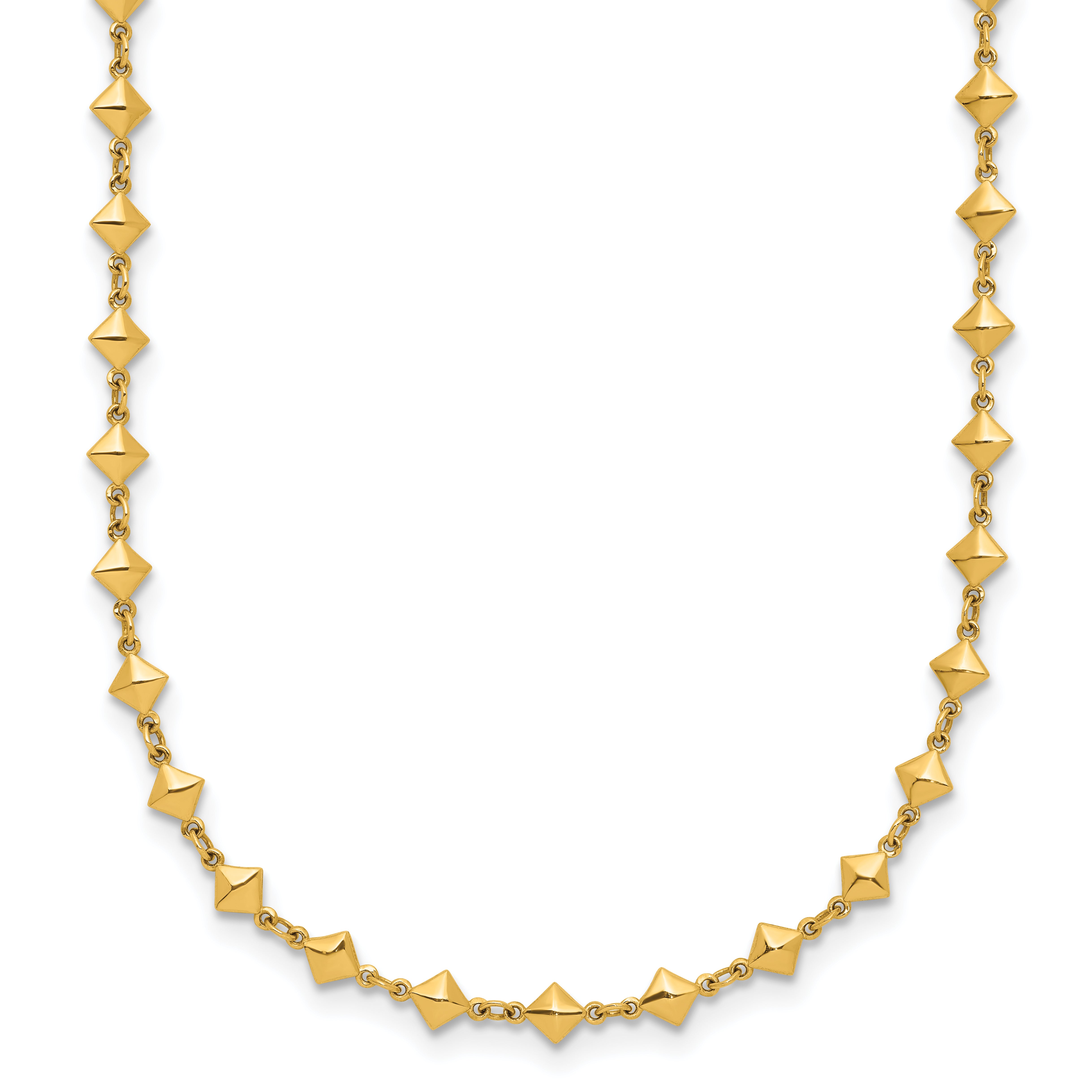 14K Polished Geometric Fancy with 2 in ext. Necklace