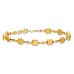 14K Polished Geometric Square with .5 in ext. Bracelet