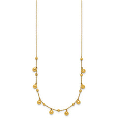 14K Polished Dangle Beaded w/2in Ext. Necklace