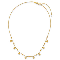 14K Polished Dangle Beaded w/2in Ext. Necklace