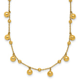 14K Polished Dangle Beaded w/2in Ext. Necklace