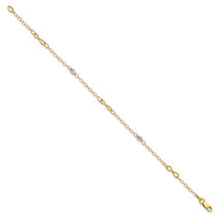 14K Two-tone Twist and Diamond-cut Oval 10 inch Plus 1 inch Extender - Total 11 inch Anklet