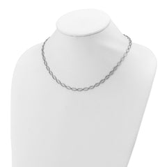 14K White Gold Polished and Diamond-cut Fancy Link Necklace