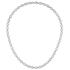 14K White Gold Polished and Diamond-cut Fancy Link Necklace