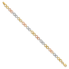 14K Tri-color Polished Infinity Bracelet