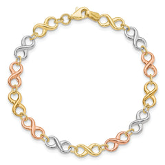 14K Tri-color Polished Infinity Bracelet