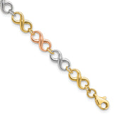 14K Tri-color Polished Infinity Bracelet