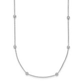 14K White Gold Polished and D/C Beaded 17in w/2in ext. Necklace