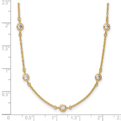 14K Polished CZ Station with 2in ext. Necklace