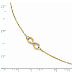 14K Polished Infinity 9 inch Plus 1 inch Extender - Total 10 inch Anklet