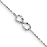 14K White Gold Polished Infinity 9 inch Plus 1 inch Extender - Total 10 inch Anklet