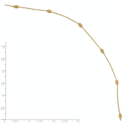 14K Diamond-cut Oval Beads 6-Station 10 inch Plus 1 inch Extender - Total 11 inch Anklet
