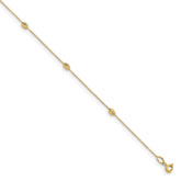 14K Diamond-cut Oval Beads 6-Station 10 inch Plus 1 inch Extender - Total 11 inch Anklet