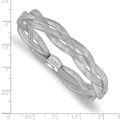 14K w/White Rhodium Plating Fancy Stretch Bangle Bracelet