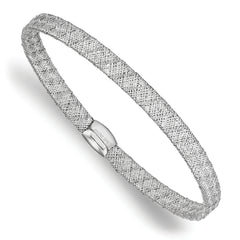 14K w/White Rhodium-Plated-plating Fancy Stretch Bangle Bracelet