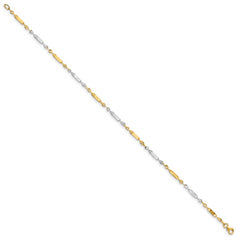 14K Two-tone Polished Twisted Link Anklet