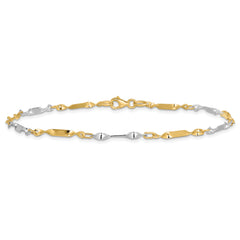 14K Two-tone Polished Twisted Link Anklet