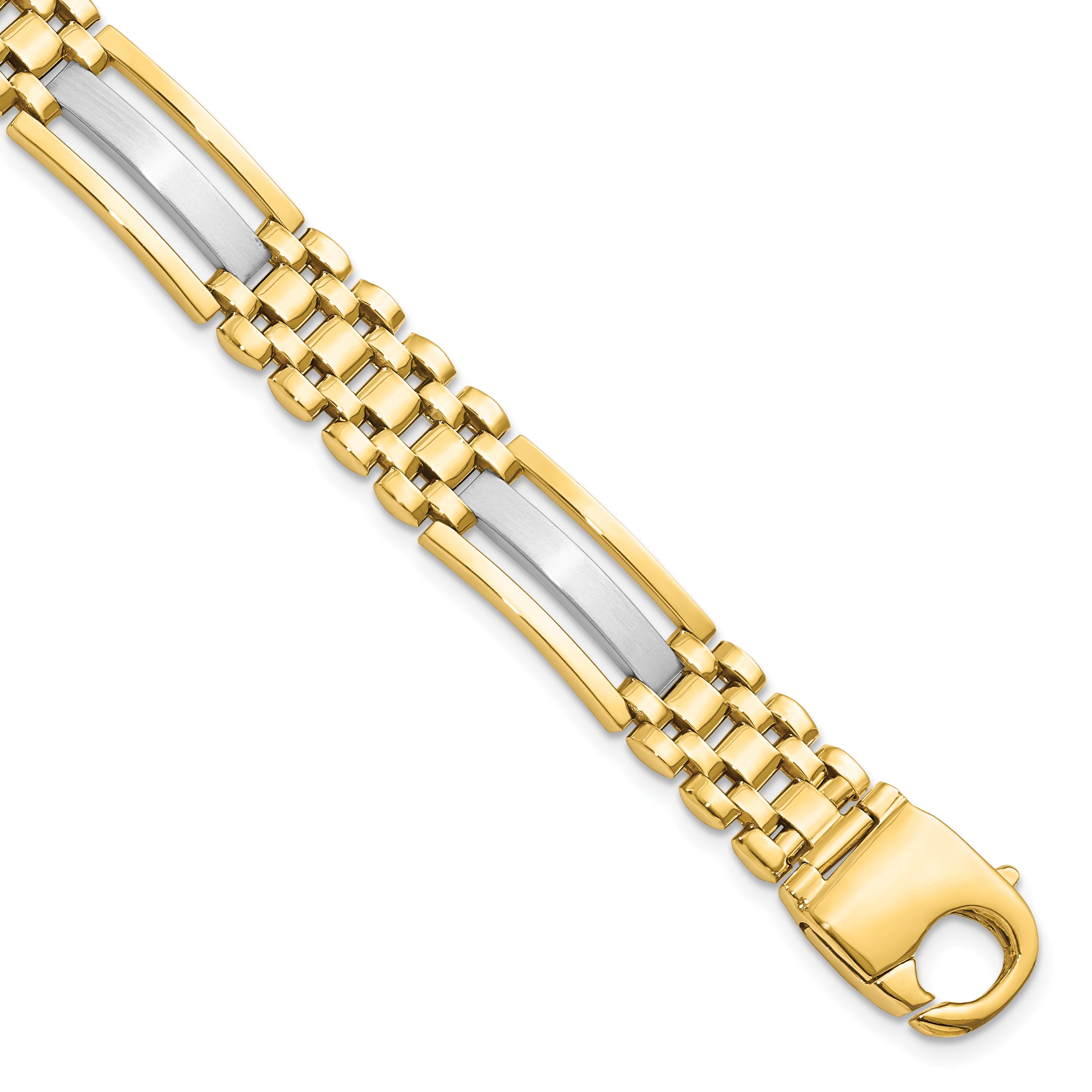 14K Two-tone Polished and Satin Men's Bracelet