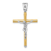 14K Two-tone Polished Crucifix Pendant