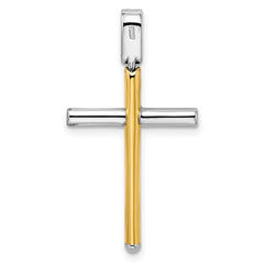 14K Two-tone Polished Cross Pendant