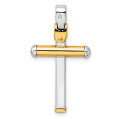 14K Two-tone Polished Cross Pendant