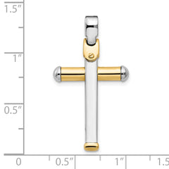 14K Two-tone Polished Cross Pendant