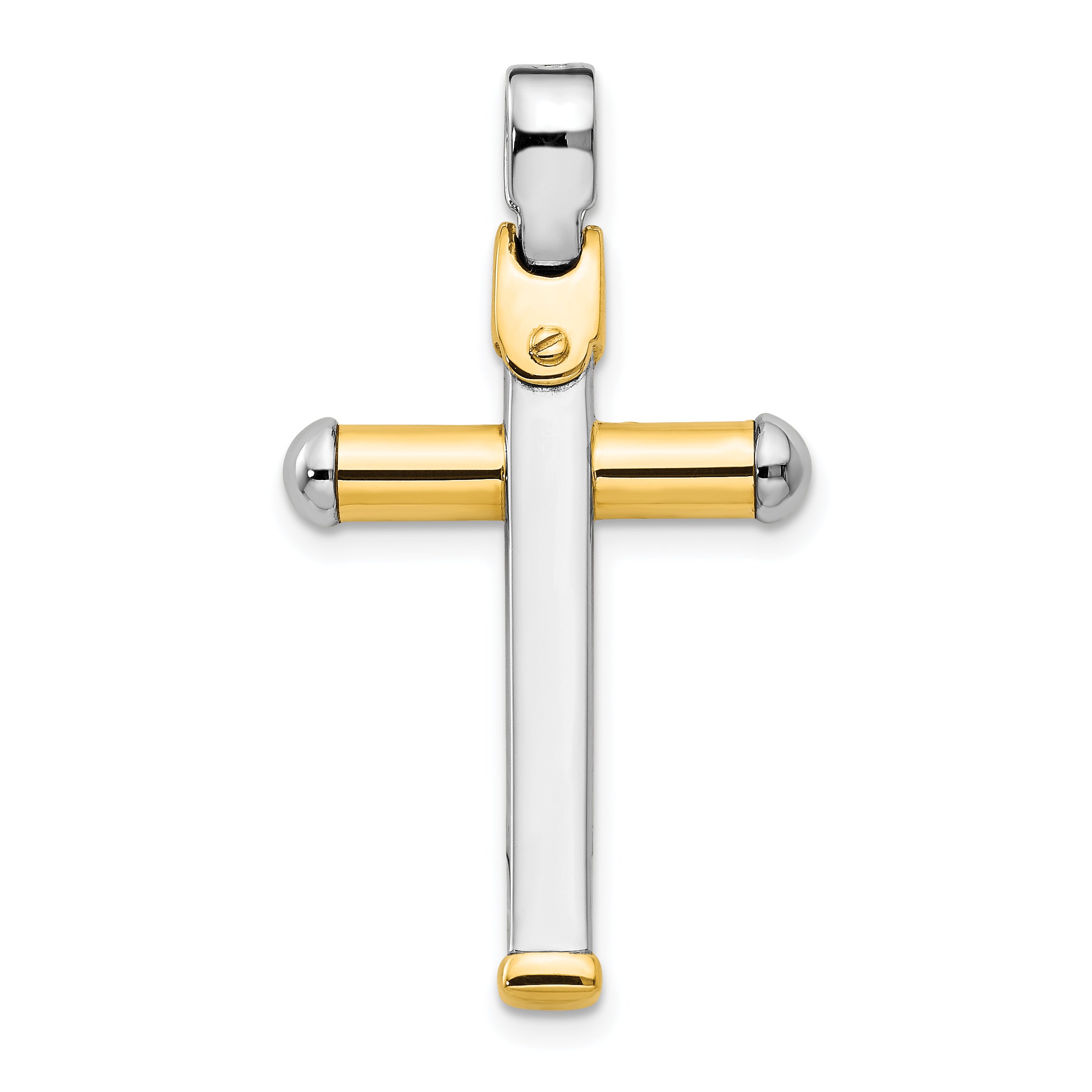 14K Two-tone Polished Cross Pendant