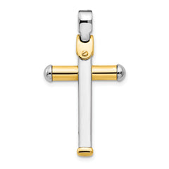 14K Two-tone Polished Cross Pendant
