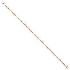 14K Two-tone Polished Fancy 9 inch Plus 1 inch Extender - Total 10 inch Anklet