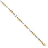 14K Two-tone Polished Fancy 9 inch Plus 1 inch Extender - Total 10 inch Anklet