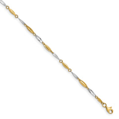 14K Two-tone Polished Fancy 9 inch Plus 1 inch Extender - Total 10 inch Anklet