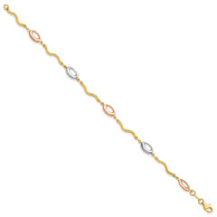 14K Tri-color Polished Fancy Link Bracelet