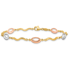 14K Tri-color Polished Fancy Link Bracelet