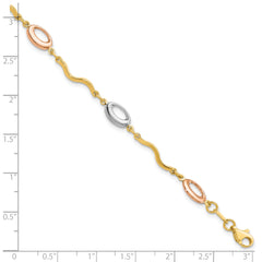 14K Tri-color Polished Fancy Link Bracelet