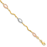 14K Tri-color Polished Fancy Link Bracelet