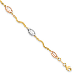 14K Tri-color Polished Fancy Link Bracelet
