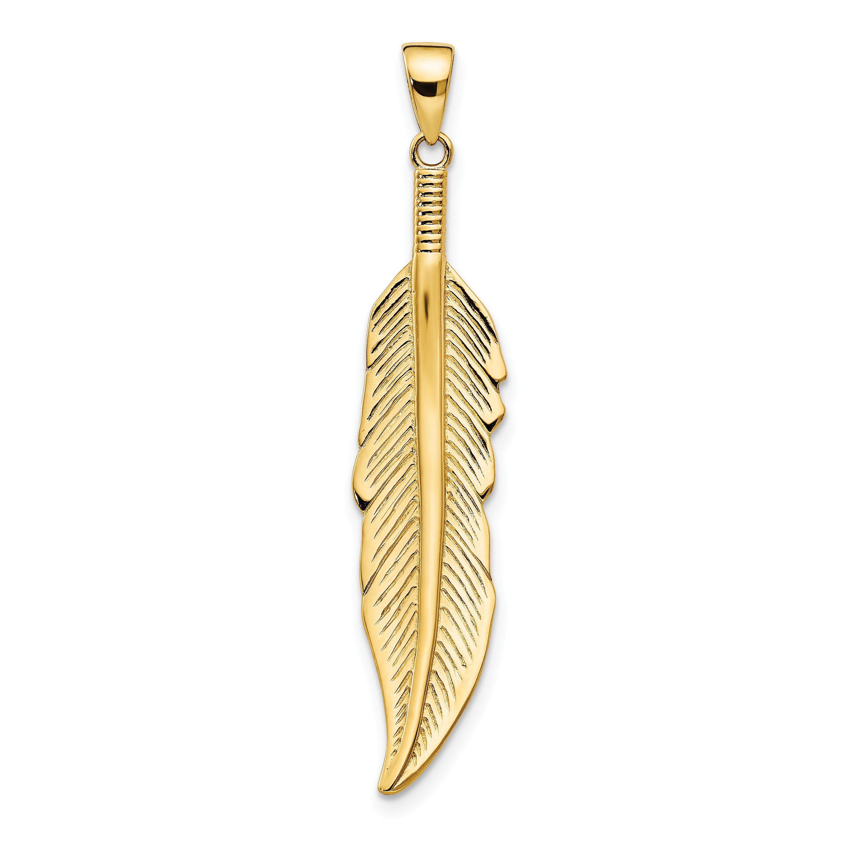14K Feather Pendant