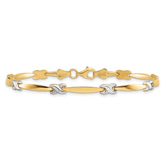 14K w/Rhodium D/C Fancy Bracelet