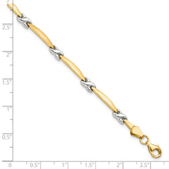 14K w/Rhodium D/C Fancy Bracelet