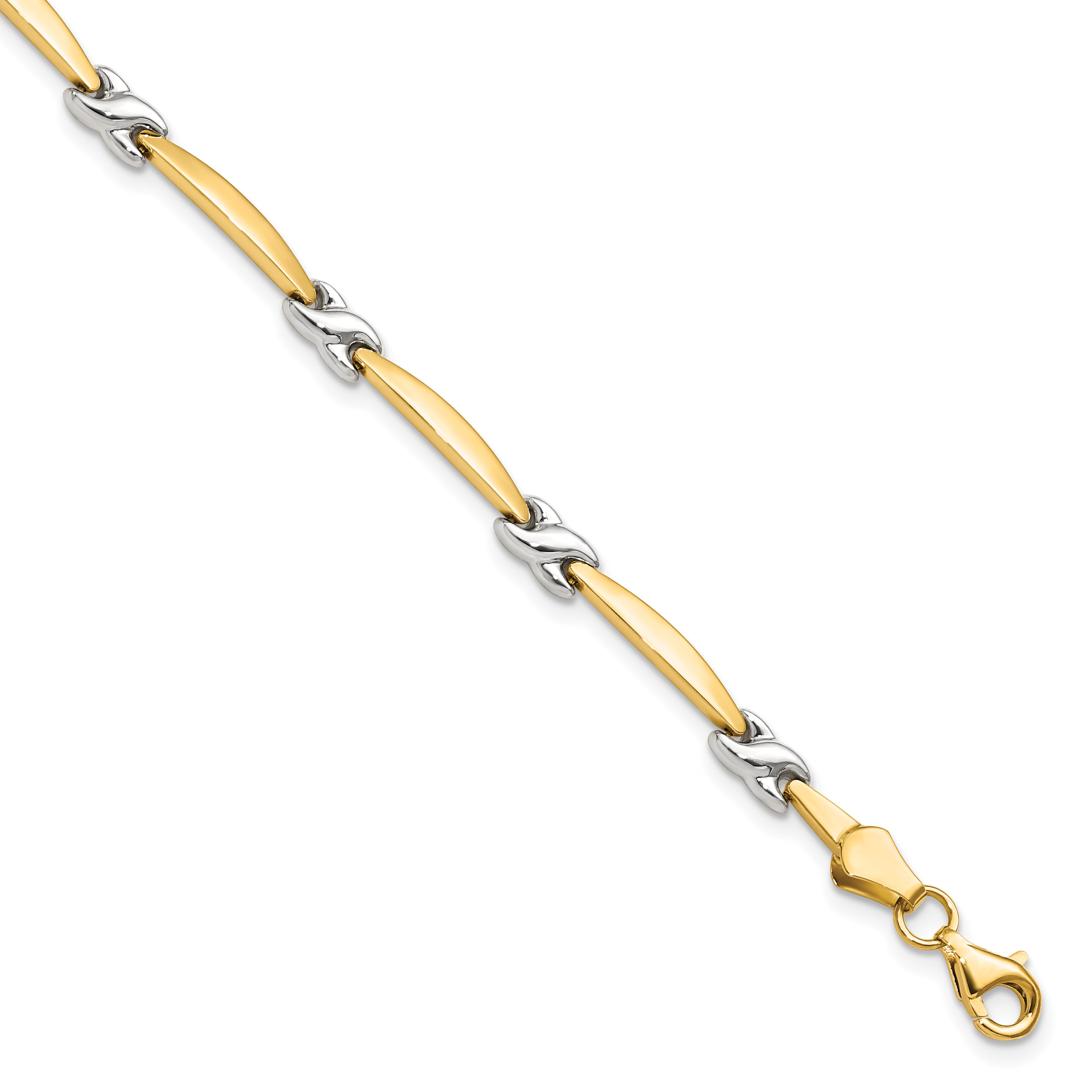14K w/Rhodium D/C Fancy Bracelet