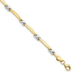 14K w/Rhodium D/C Fancy Bracelet