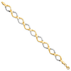 14K w/Rhodium Fancy Link Bracelet
