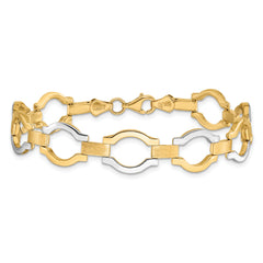 14K w/Rhodium Fancy Link Bracelet