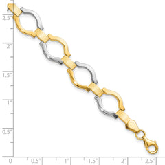 14K w/Rhodium Fancy Link Bracelet