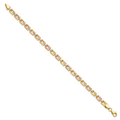 14K w/White and Rose Rhodium D/C Fancy Bracelet